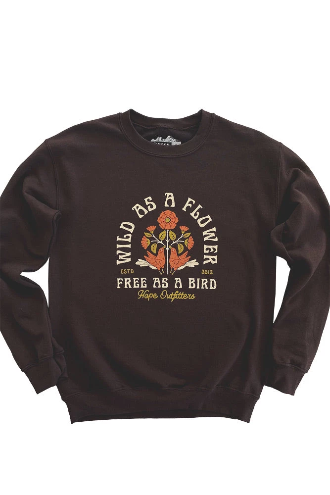 Hope Outfitters Wild As A Flower Crewneck Sweatshirt WOMEN'S 2 Hope Outfitters Wild As A Flower Crewneck Sweatshirt WOMEN'S