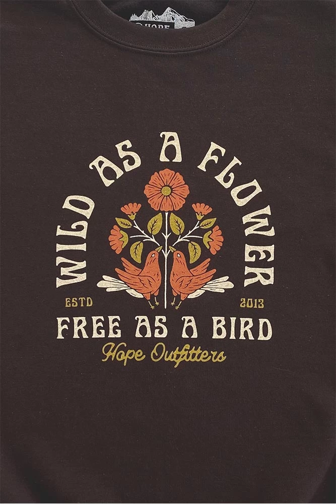Hope Outfitters Wild As A Flower Crewneck Sweatshirt WOMEN'S 3 Hope Outfitters Wild As A Flower Crewneck Sweatshirt WOMEN'S