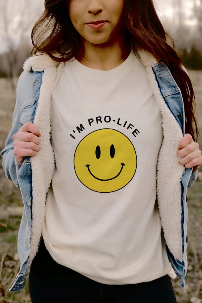Hope Outfitters WOMEN'S Natural Smiley I'm Prolife Tee 1 Hope Outfitters WOMEN'S Natural Smiley I'm Prolife Tee