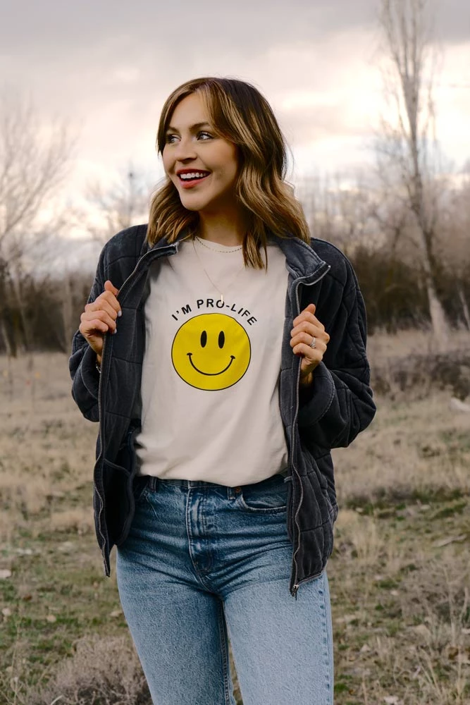 Hope Outfitters WOMEN'S Natural Smiley I'm Prolife Tee 2 Hope Outfitters WOMEN'S Natural Smiley I'm Prolife Tee