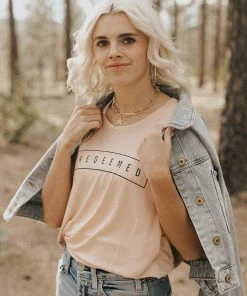 Hope Outfitters Womens Flowy Redeemed Peach Tee