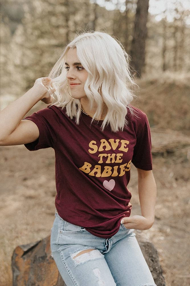 Hope Outfitters WOMEN'S Maroon Save The Babies Tee 2 Hope Outfitters WOMEN'S Maroon Save The Babies Tee