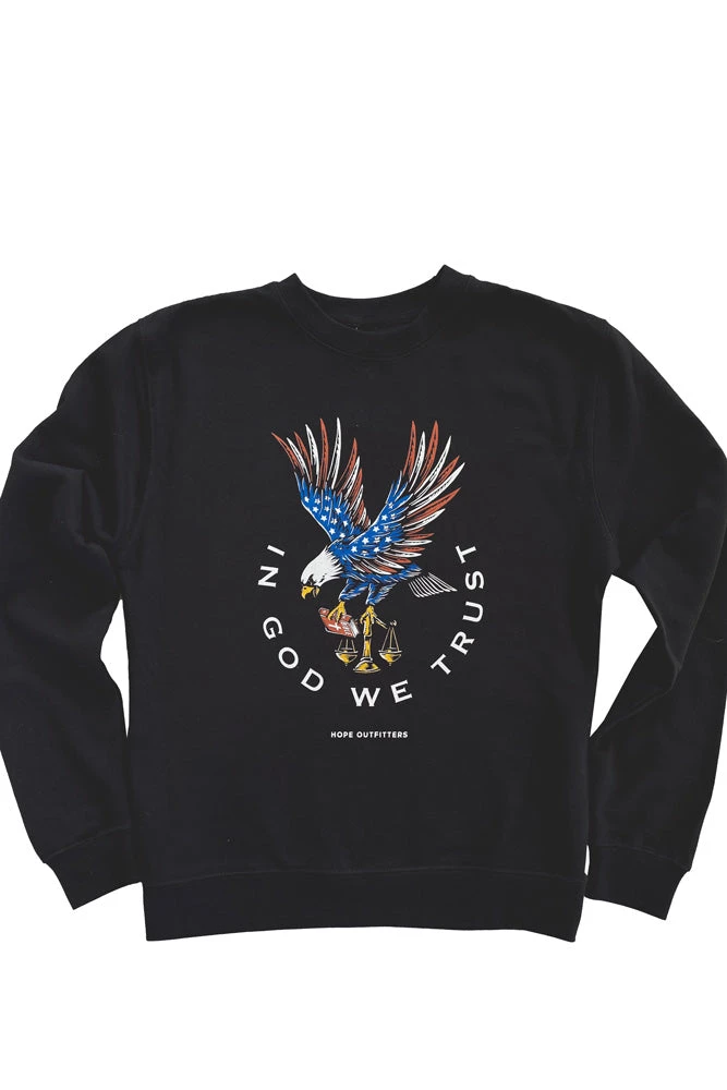 Hope Outfitters Eagle God We Trust Crewneck Sweatshirt WOMEN'S 1 Hope Outfitters Eagle God We Trust Crewneck Sweatshirt WOMEN'S