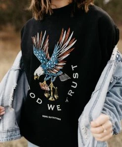 Hope Outfitters Eagle God We Trust Crewneck Sweatshirt WOMEN'S 6 Hope Outfitters Eagle God We Trust Crewneck Sweatshirt WOMEN'S