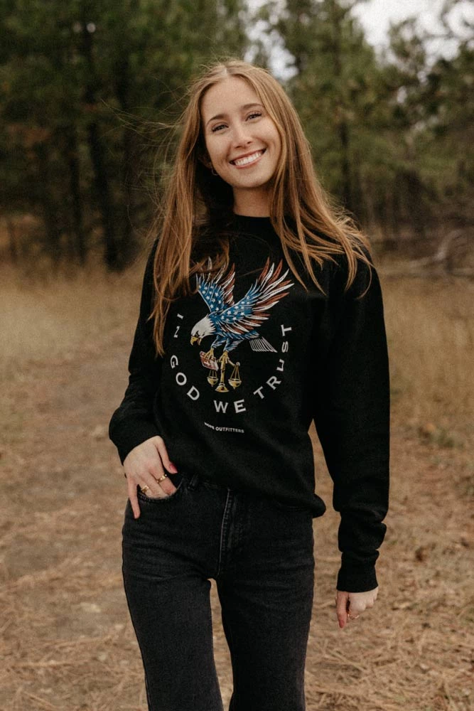 Hope Outfitters Eagle God We Trust Crewneck Sweatshirt WOMEN'S 4 Hope Outfitters Eagle God We Trust Crewneck Sweatshirt WOMEN'S