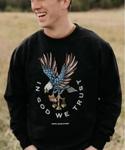 Hope Outfitters Eagle God We Trust Crewneck Sweatshirt WOMEN'S