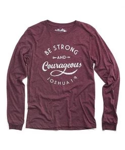 Hope Outfitters Be Strong & Courageous Maroon Longsleeve Tee WOMEN'S
