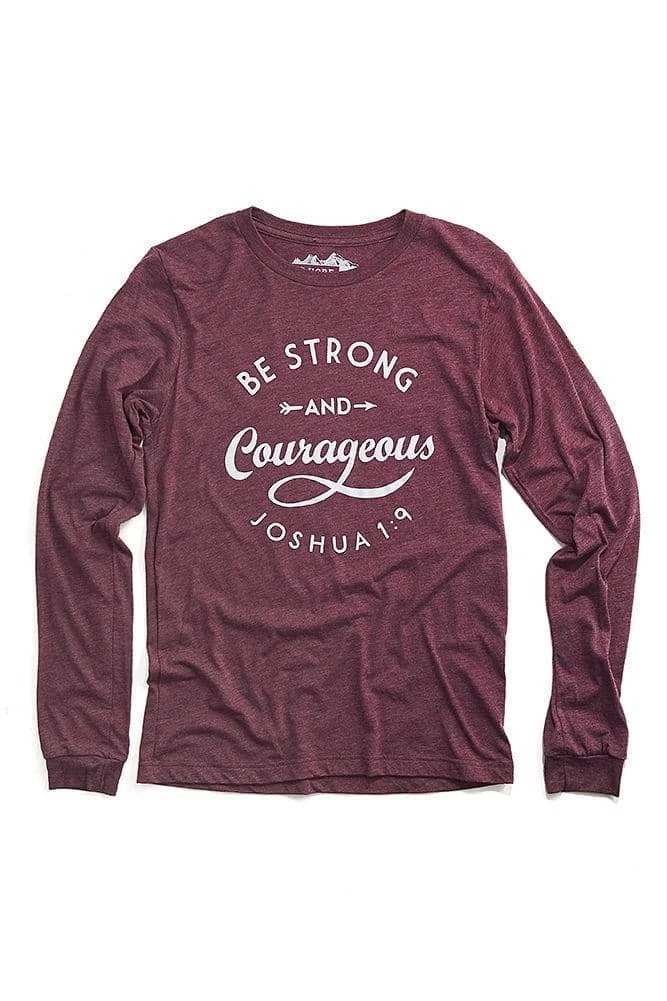 Hope Outfitters Be Strong & Courageous Maroon Longsleeve Tee WOMEN'S 1 Hope Outfitters Be Strong & Courageous Maroon Longsleeve Tee WOMEN'S