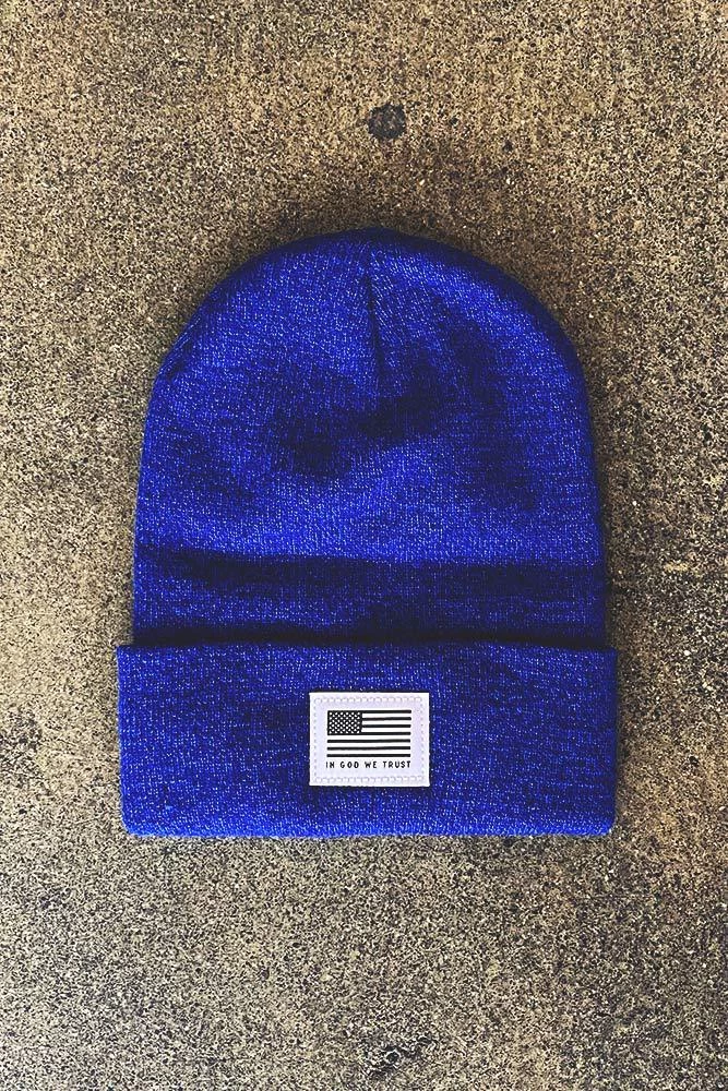 Captuer Royal Blue God We Trust Beanie 1 Captuer Royal Blue God We Trust Beanie