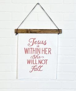 Hopeoutfitters Jesus Is Within Her Canvas Wall Banner Wall Art