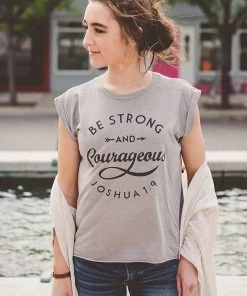 Hope Outfitters Be Courageous Flowy Rolled Cuff Tank WOMEN'S