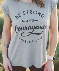 Hope Outfitters Be Courageous Flowy Rolled Cuff Tank WOMEN'S