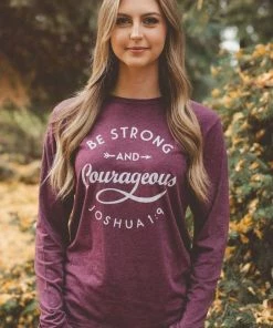 Hope Outfitters Be Strong & Courageous Maroon Longsleeve Tee WOMEN'S 8 Hope Outfitters Be Strong & Courageous Maroon Longsleeve Tee WOMEN'S