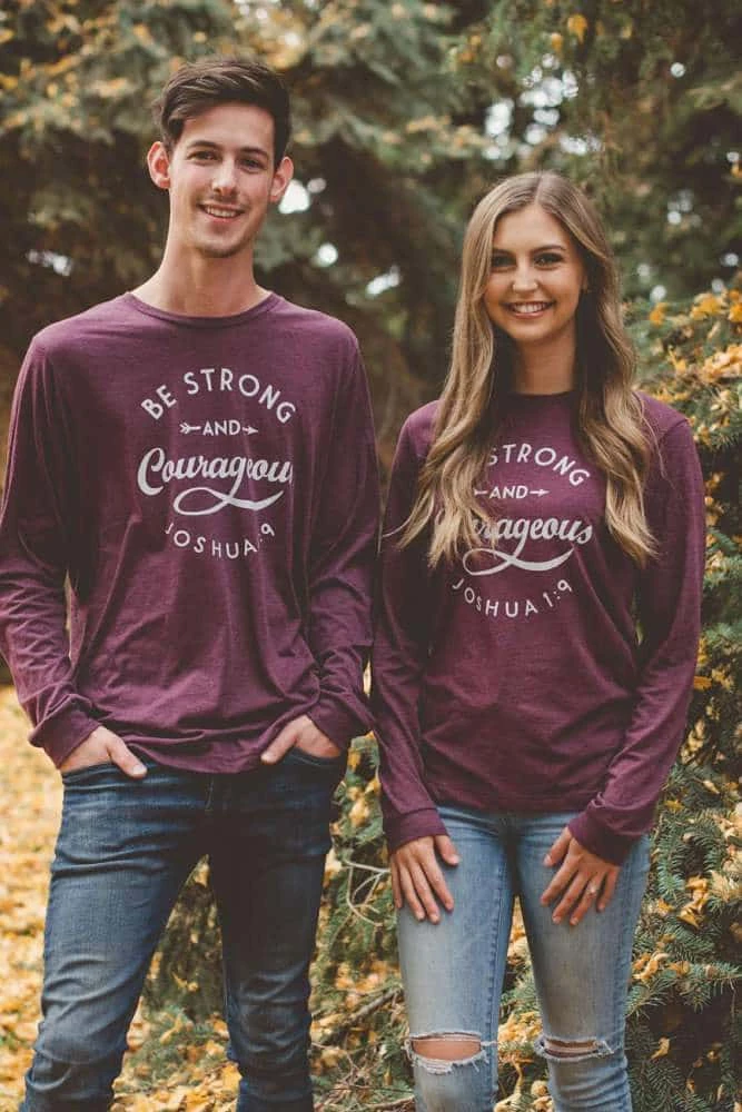 Hope Outfitters Be Strong & Courageous Maroon Longsleeve Tee WOMEN'S 3 Hope Outfitters Be Strong & Courageous Maroon Longsleeve Tee WOMEN'S