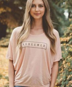 Hope Outfitters Womens Flowy Redeemed Peach Tee