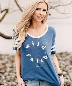 Hope Outfitters WOMEN'S Womens Varsity Wild Faith V-Neck Tee