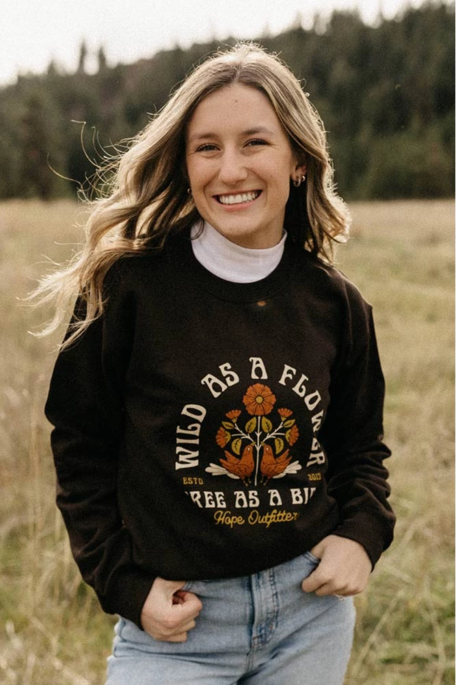 Hope Outfitters Wild As A Flower Crewneck Sweatshirt WOMEN'S 1 Hope Outfitters Wild As A Flower Crewneck Sweatshirt WOMEN'S