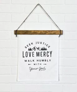 Hopeoutfitters Wall Art Seek Justice & Love Mercy Canvas Wall Banner